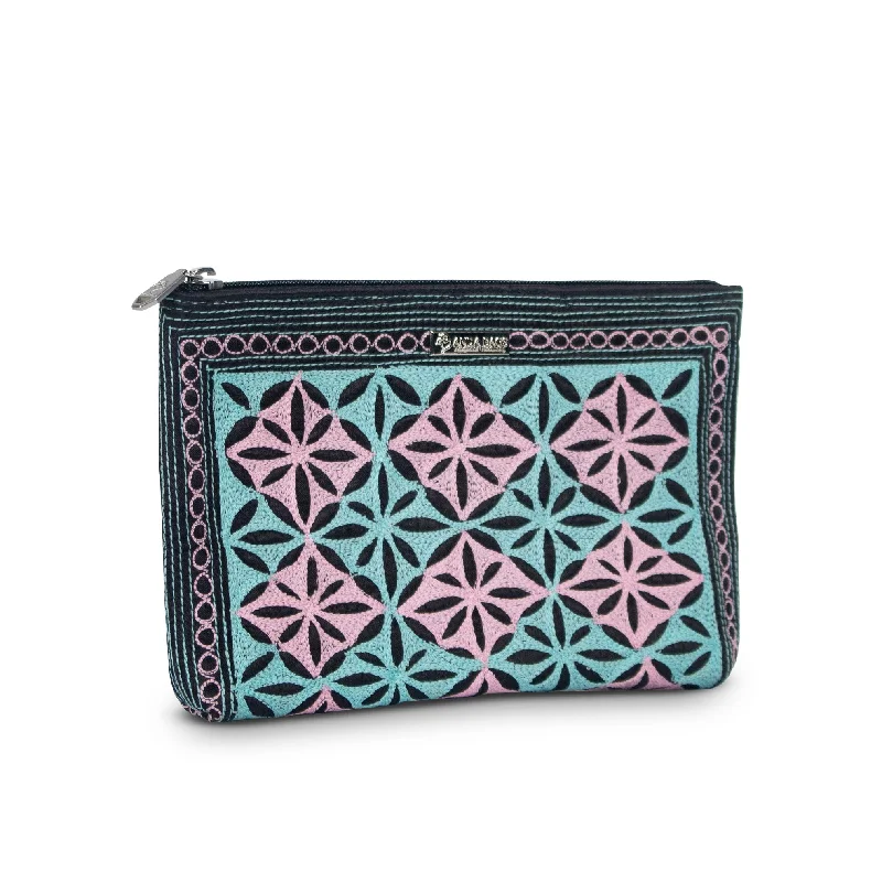 Suede Clutch with Tassel Details in Olive for Fall SoireesKirana Cosmetic Case