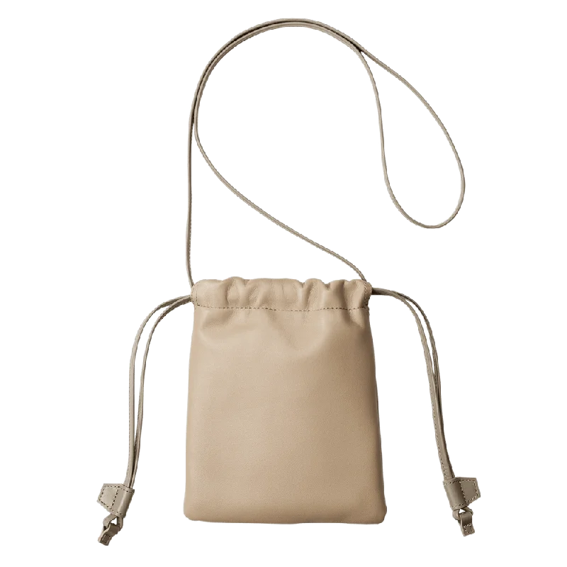 Vegan Leather Shoulder Bag in Gray for Ethical Fashion LoversLambskin Drawstring Pouch