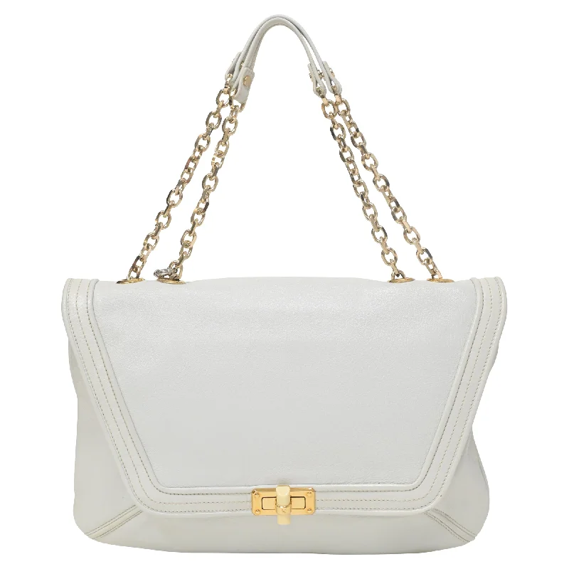 Quilted Shoulder Bag in Cream for a Classic and Elegant LookLanvin Flap Bag in White Leather