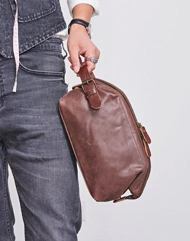 Quilted Leather Evening Bag in Gray for Sophisticated EventsLarge Black Leather Mens Brown Clutch Bag Zipper Wristlet Bags Purse for Men