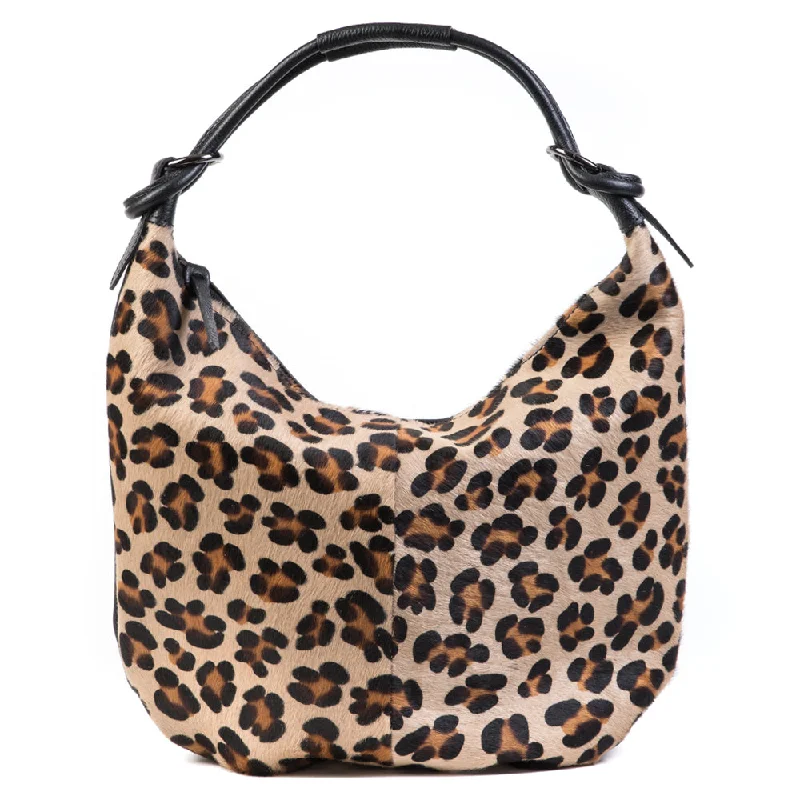 Shoulder Bag with Geometric Pattern in Multicolor for a Contemporary StyleLeopard Classic Cow Hair and Real Leather Slouch Shoulder Bag