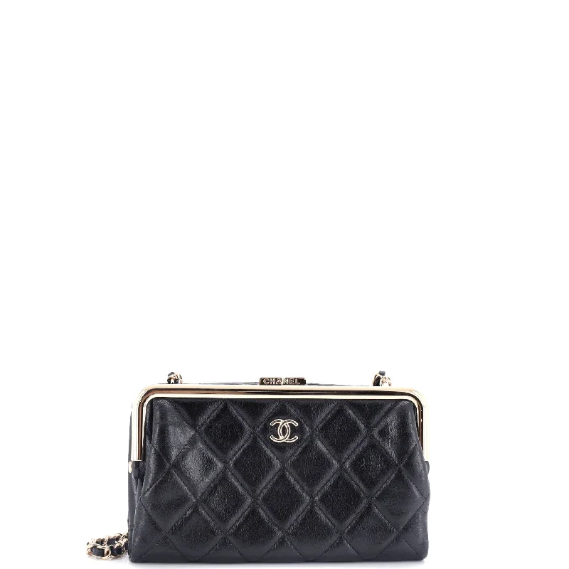 Floral - Printed Satin Clutch in Pink for Spring GalasLogo Clasp Frame Clutch with Chain Quilted Lambskin Small