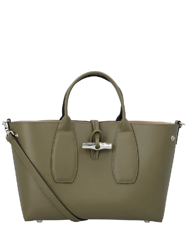 Canvas and Leather Combo Shoulder Bag in Tan for a Rustic LookLongchamp Le Roseau XS Leather Handbag