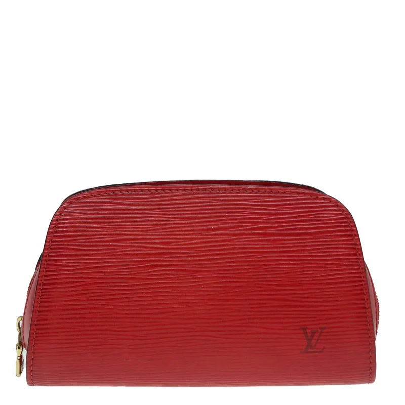 Velvet Clutch Bag in Burgundy with Crystal Embellishments for Formal DinnersLouis Vuitton Dauphine  Leather Clutch Bag (Pre-Owned)