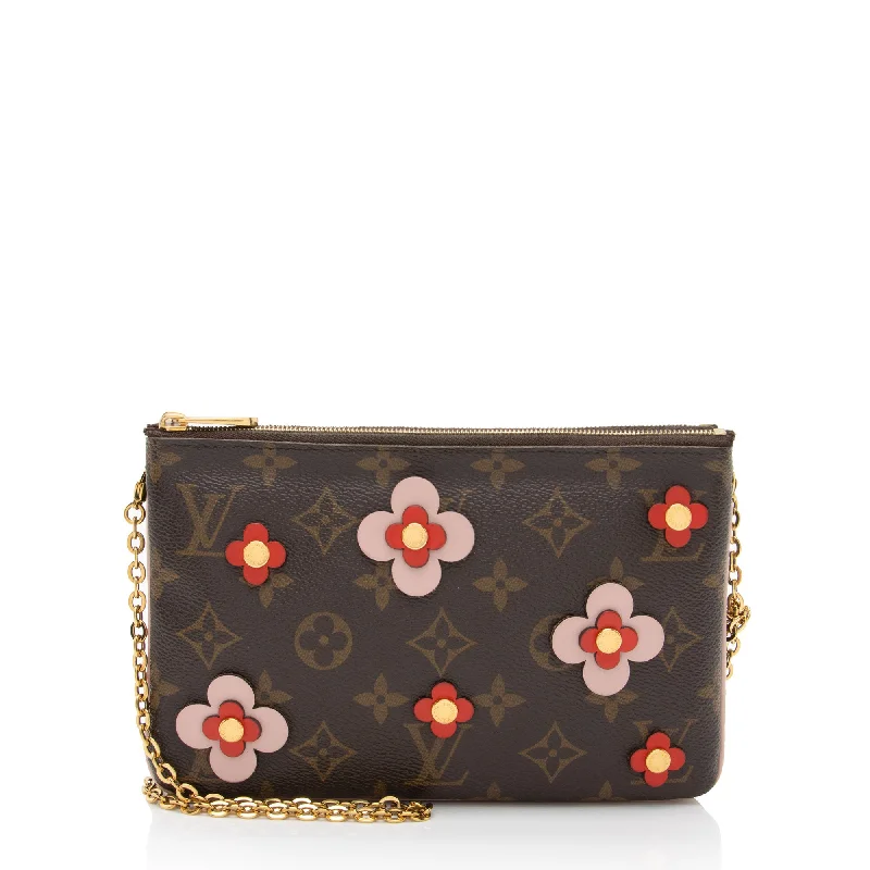 Bejeweled Clutch in Purple for Opera PerformancesLouis Vuitton Monogram Canvas Blooming Flowers Double Zip Pochette