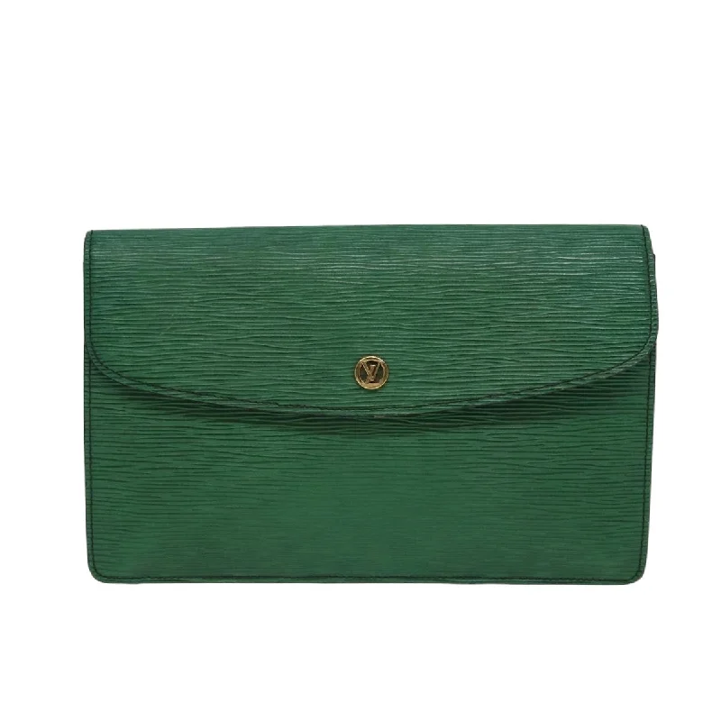 Snake - Skin Effect Clutch in Green for Exotic PartiesLouis Vuitton Montaigne  Leather Clutch Bag (Pre-Owned)