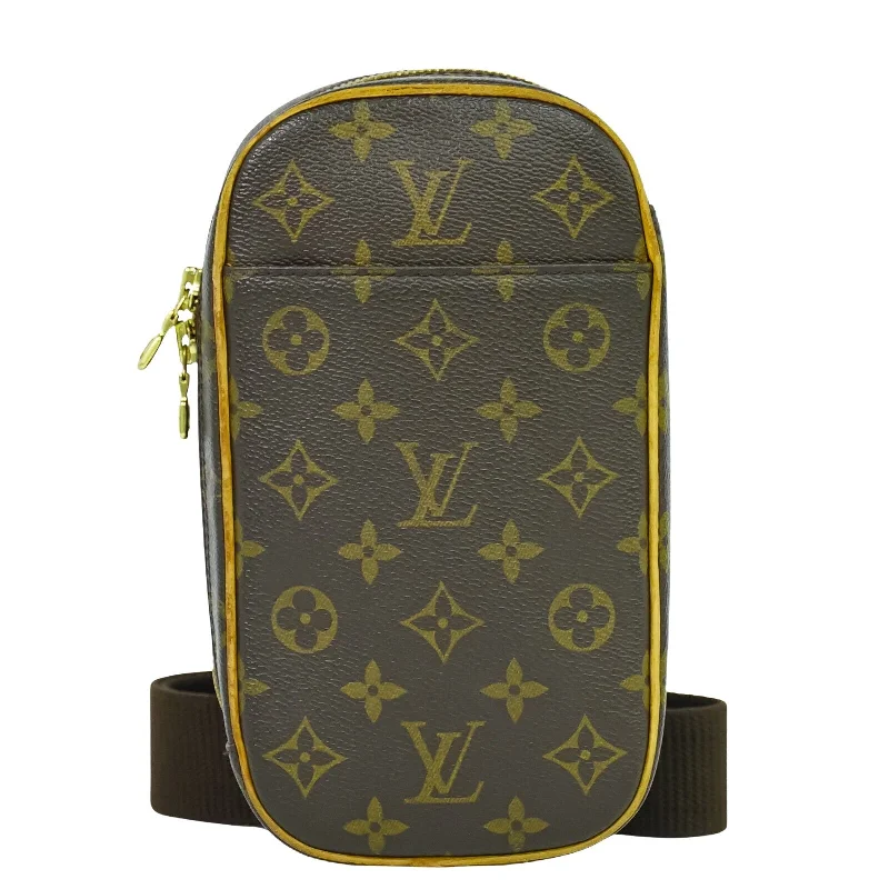 Women's Monogrammed Leather Clutch in Tan for Personalized StyleLouis Vuitton Pochette Gange  Canvas Clutch Bag (Pre-Owned)