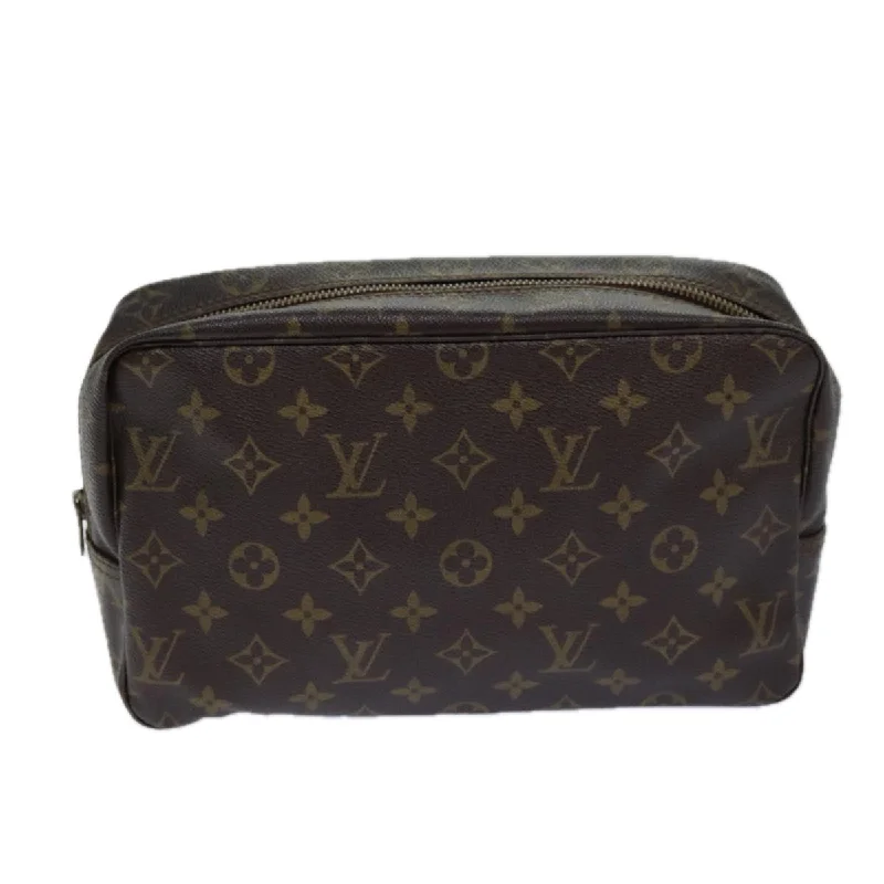 Leather Clutch with Chain Strap in Black for Cocktail PartiesLouis Vuitton Trousse De Toilette  Canvas Clutch Bag (Pre-Owned)