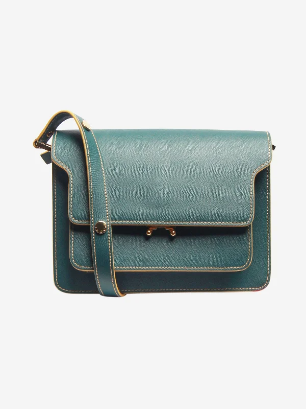 Metallic Shoulder Bag in Gold for Special OccasionsOil blue Trunk shoulder bag