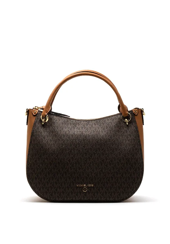 Shoulder Bag with Geometric Pattern in Multicolor for a Contemporary StyleMICHAEL Michael Kors Harper Satchel Bag, Brown & Acorn