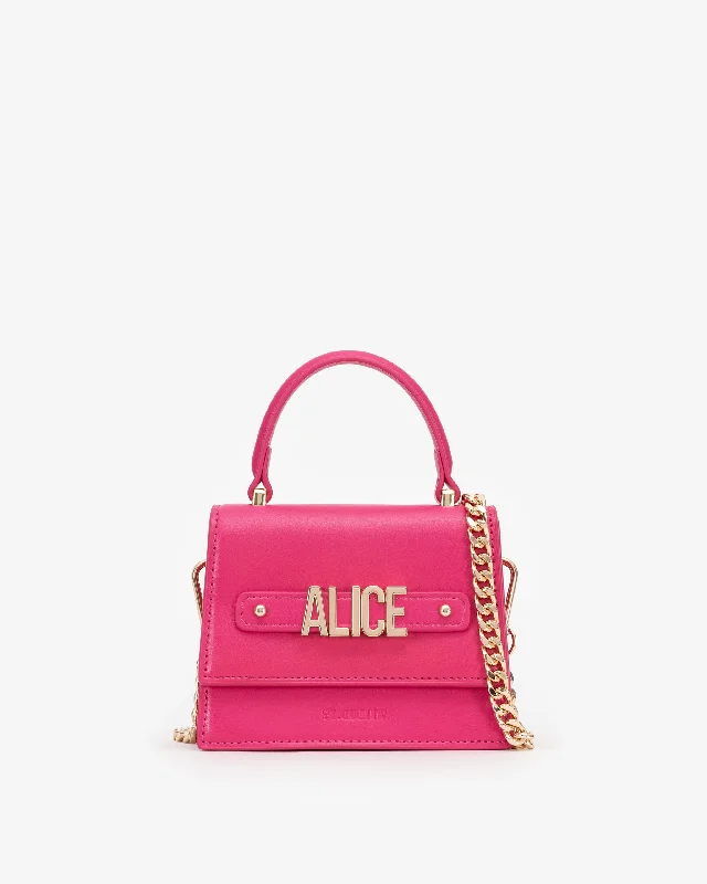 Lace - Trimmed Satin Clutch in Ivory for Garden WeddingsMini Evening Bag in Hot Pink with Personalised Hardware