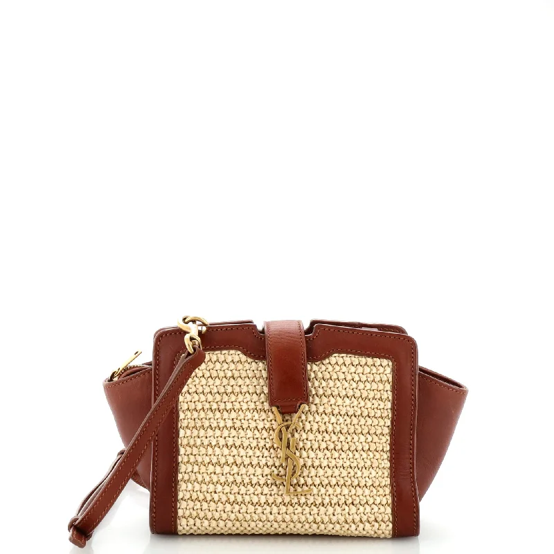 Women's Crossbody Bag with Multiple Compartments in Gray for Organized Daily UseMonogram Cabas Downtown Raffia and Leather Toy