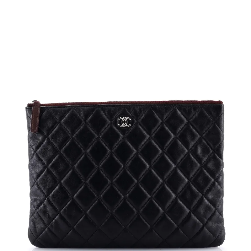 Lace - Trimmed Satin Clutch in Ivory for Garden WeddingsO Case Clutch Quilted Lambskin Medium