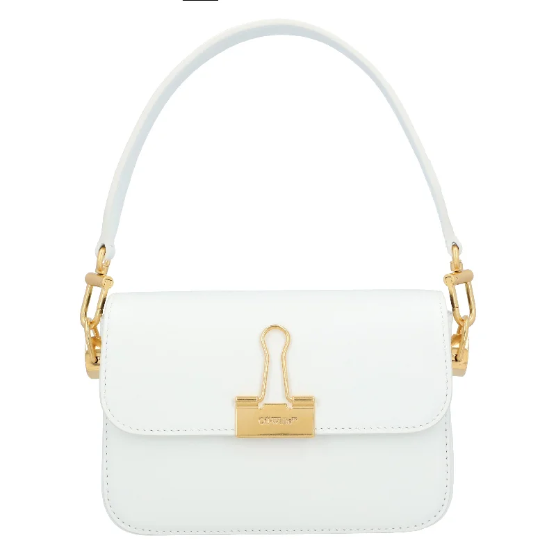 Leather Shoulder Bag with Magnetic Closure in Black for Quick AccessOff White small Binder shoulder bag
