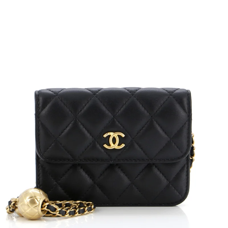 Floral - Printed Satin Clutch in Pink for Spring GalasPearl Crush Flap Clutch with Chain Quilted Lambskin Mini