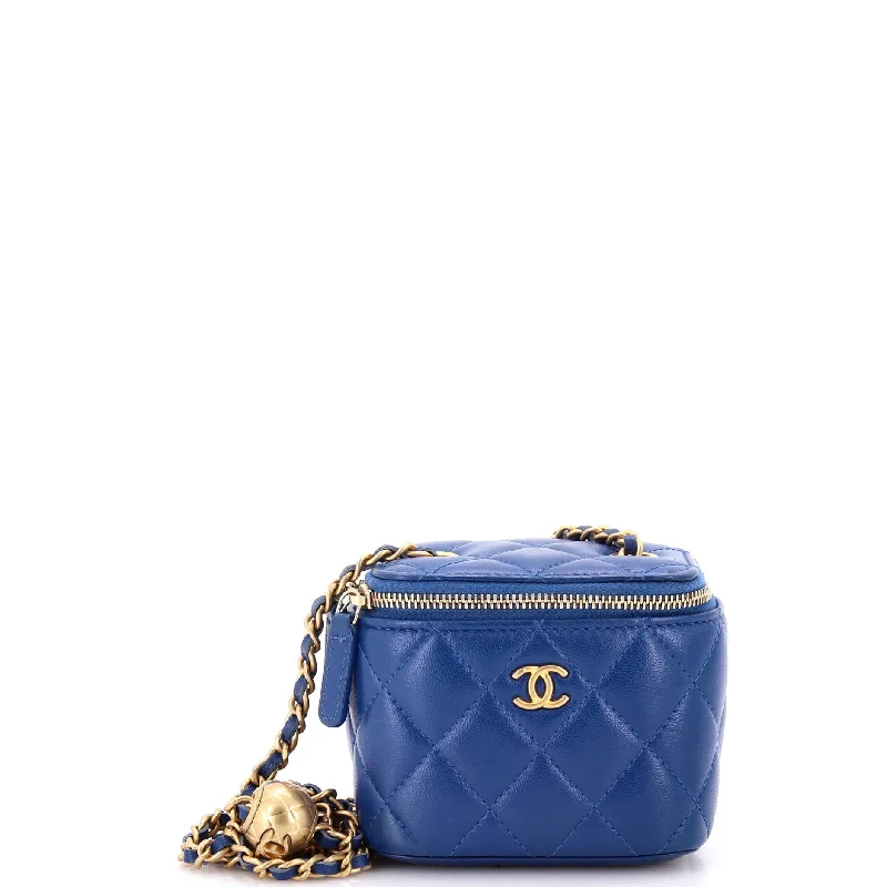 Bejeweled Clutch in Purple for Opera PerformancesPearl Crush Vanity Case with Chain Quilted Lambskin Mini
