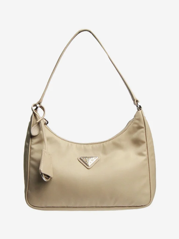 Women's Waterproof Nylon Shoulder Bag in Green for HikingDesert beige Re-Nylon Re-Edition 2005 mini-bag