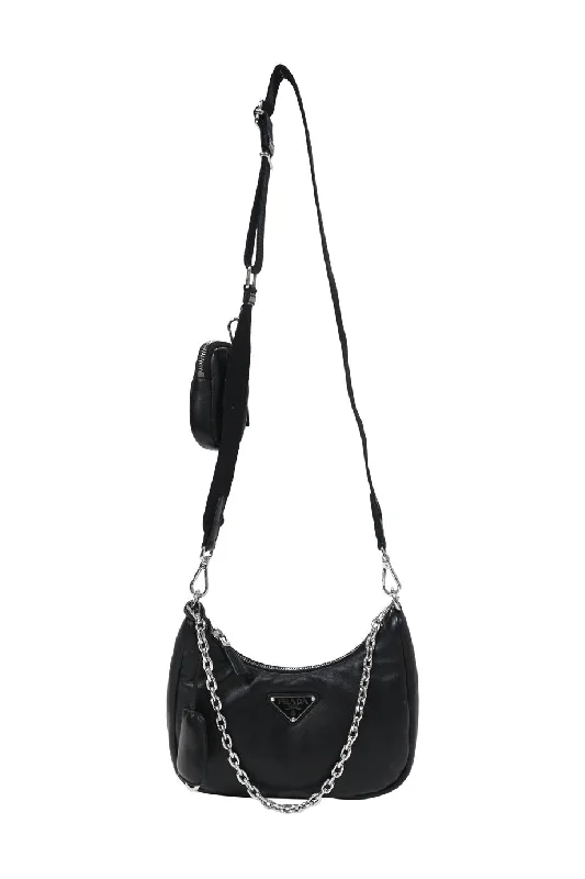 Canvas and Leather Combo Shoulder Bag in Tan for a Rustic Look[WB7333] Prada | Cross-Body Bag