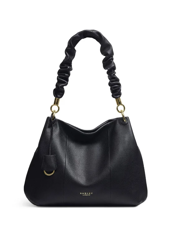 Women's Shoulder Bag with Floral Embroidery in Purple for Spring WalksRadley Cuba Street Scrunched Strap Shoulder Bag, Black