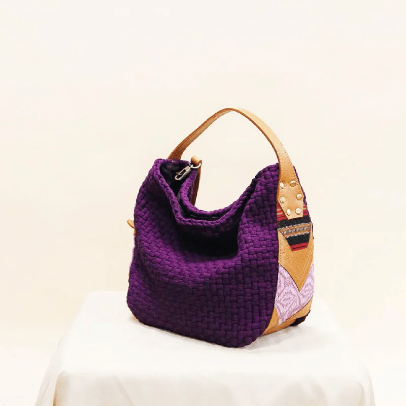 Women's Shoulder Bag with Fringe Details in Brown for a Bohemian StyleBuslo Mini Medley Eggplant