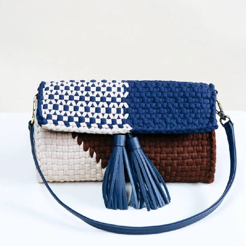 Canvas and Leather Combo Shoulder Bag in Tan for a Rustic Look[Ready Today] Estelle Clutch Midnight Brew