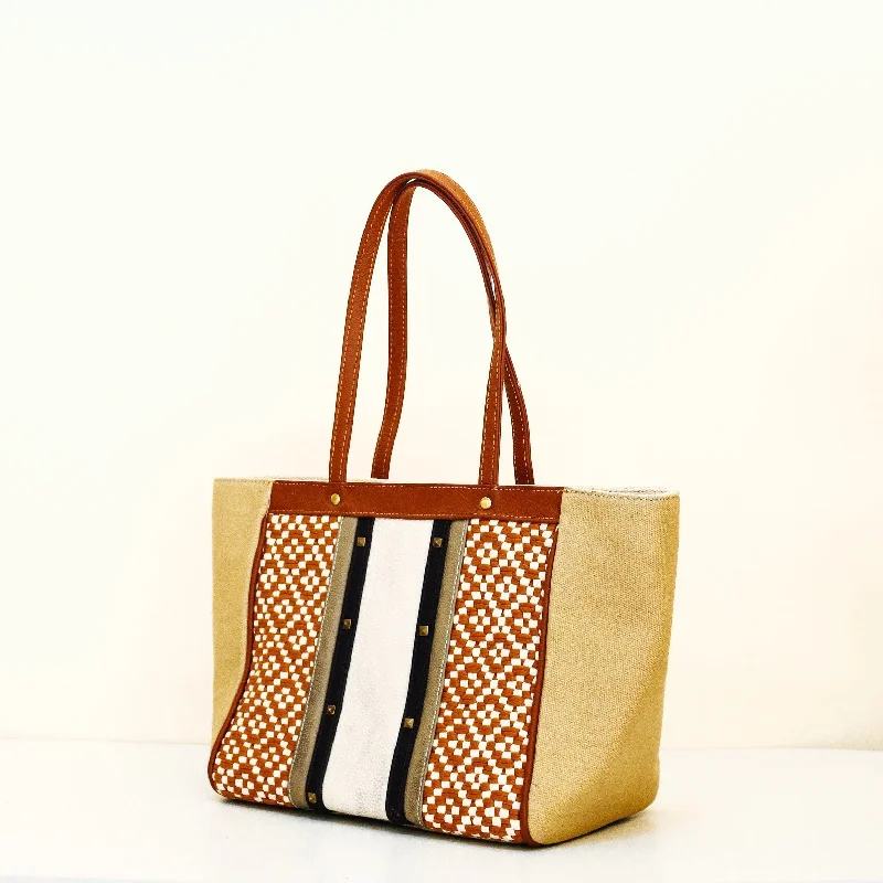 Women's Large Leather Shoulder Bag in Brown with Multiple Compartments for Work[Ready Today] Mercado Mid-size Diamond Sunrise
