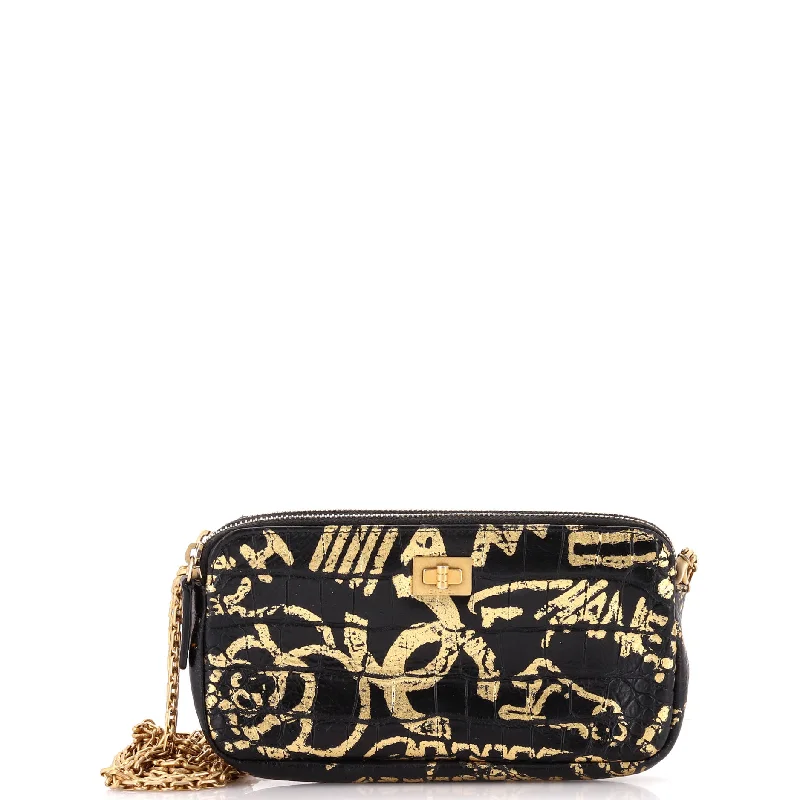 Pearl - Embellished Clutch in Cream for Bridal ShowersReissue Zip Clutch with Chain Graffiti Crocodile Embossed Calfskin
