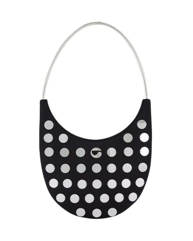 Pvc Shoulder Bag in Clear with Glitter for a Fun and Modern LookRing Swipe Bag in Black Embroidery Pvc Shoulder Bag in Clear with Glitter for a Fun and Modern LookRing Swipe Bag in Black Embroidery