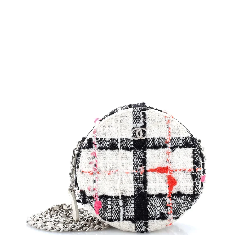 Bejeweled Clutch in Purple for Opera PerformancesRound Clutch with Chain Quilted Tweed Mini