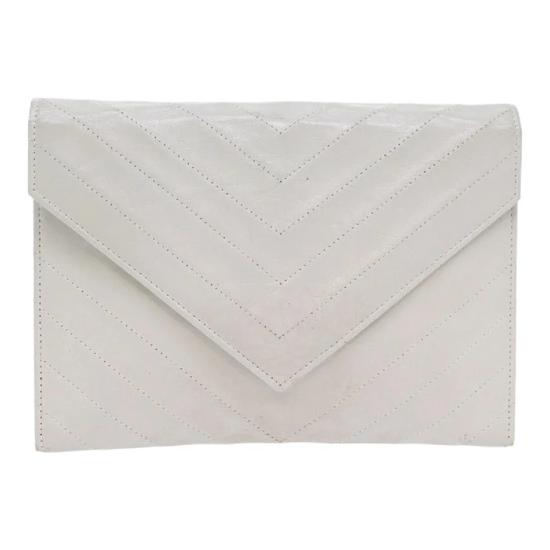 Women's Small Beaded Clutch in Silver for New Year's Eve PartySaint Laurent Enveloppe  Leather Clutch Bag (Pre-Owned)