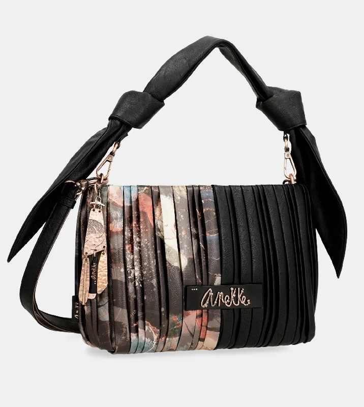 Canvas and Leather Combo Shoulder Bag in Tan for a Rustic LookShōen Palette pleated shoulder bag