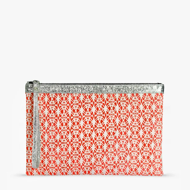 Women's Studded Leather Evening Bag in Black for Rock - n - Roll NightsSilver & White Orange Lace Women's Studded Leather Evening Bag in Black for Rock - n - Roll NightsSilver & White Orange Lace