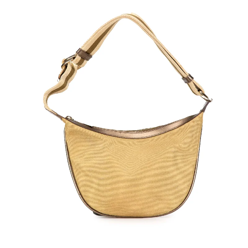 Women's Shoulder Bag with Fringe Details in Brown for a Bohemian StyleTan Gucci Web Canvas Shoulder Bag