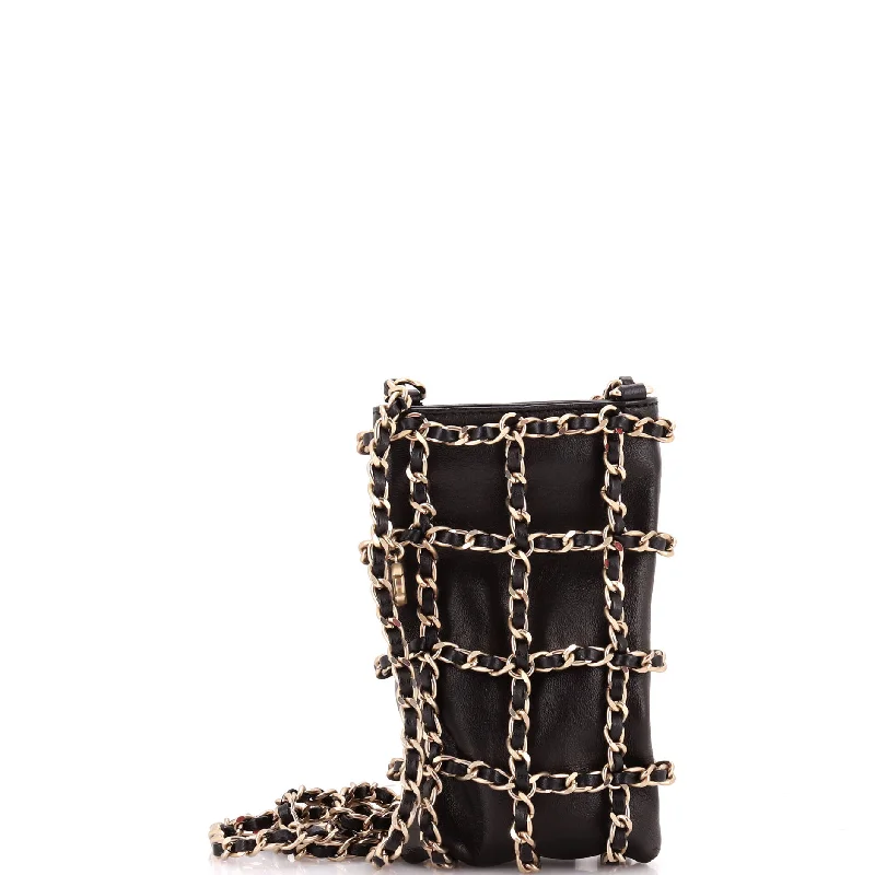 Women's Lizard - Print Clutch in Brown for a Chic LookTech Me Out Clutch With Chain Lambskin