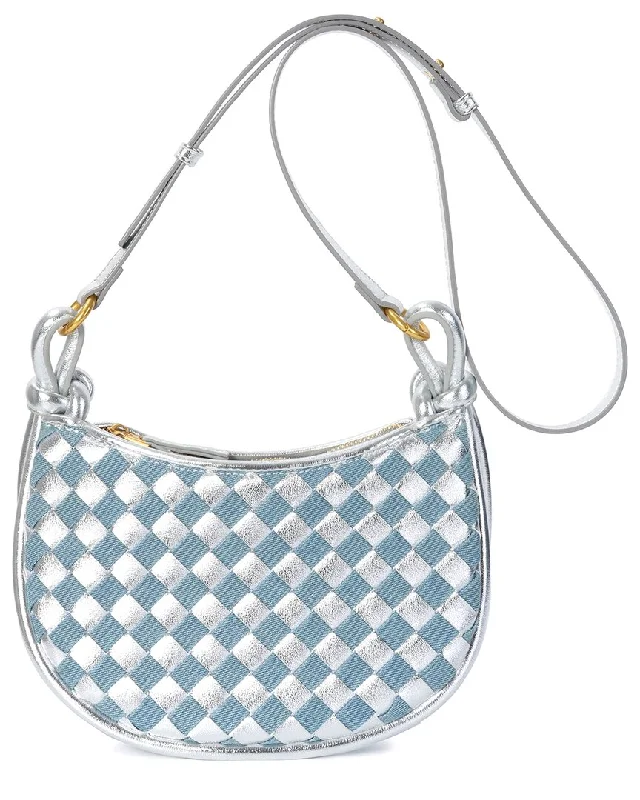 Women's Small Beaded Clutch in Silver for New Year's Eve PartyTiffany & Fred Paris Hand-Woven Leather Clutch