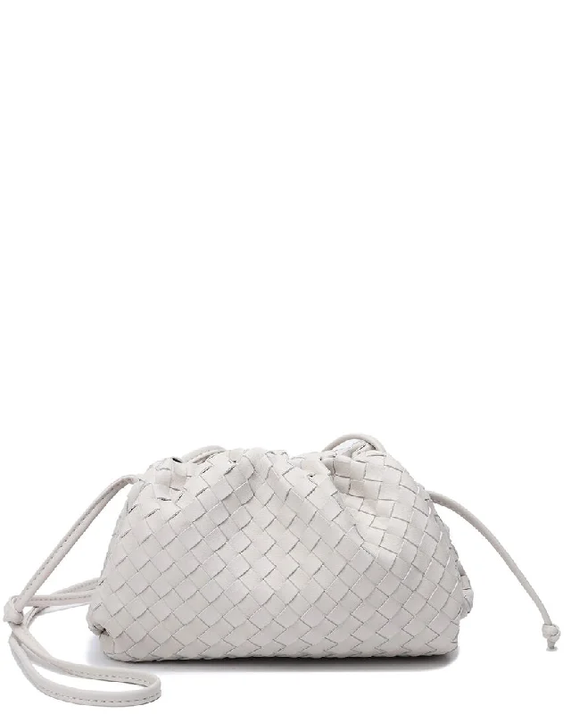 Women's Studded Leather Evening Bag in Black for Rock - n - Roll NightsTiffany & Fred Paris Woven Leather Pouch