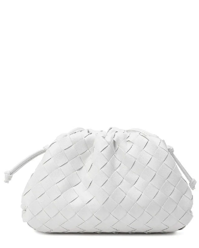 Women's Faux Fur Clutch in White for Winter BallsTiffany & Fred Paris Woven Leather Pouch Shoulder Bag