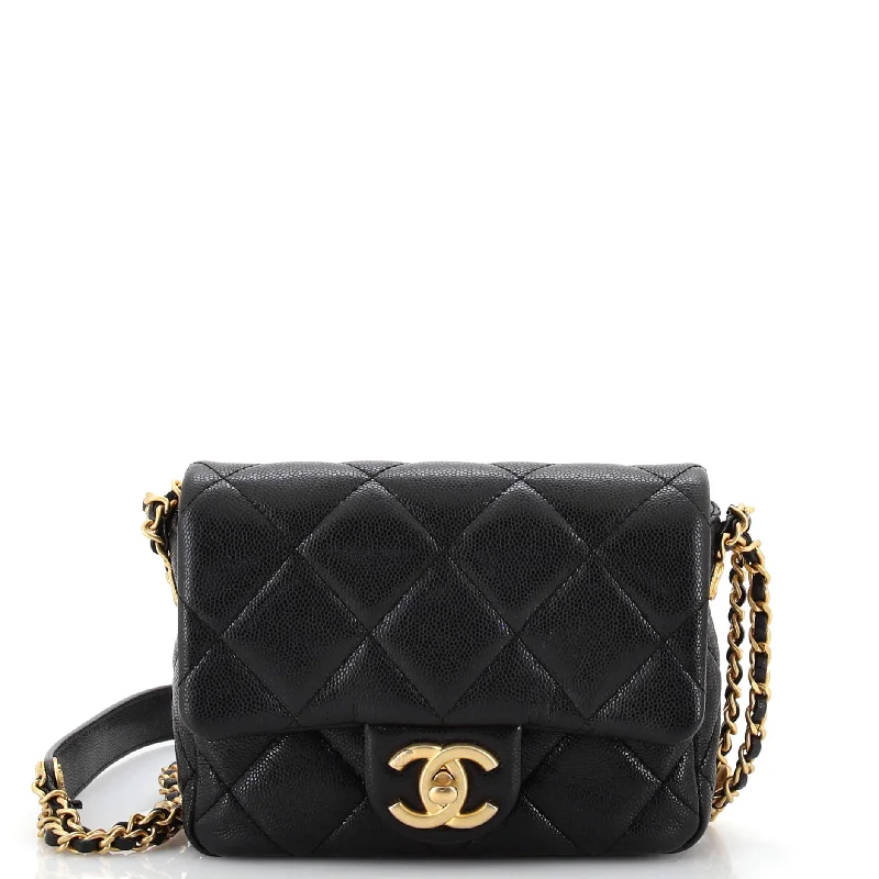 Quilted Leather Crossbody Bag in Cream for a Classic and Elegant AppearanceTwist Your Buttons Flap Bag Quilted Caviar Mini