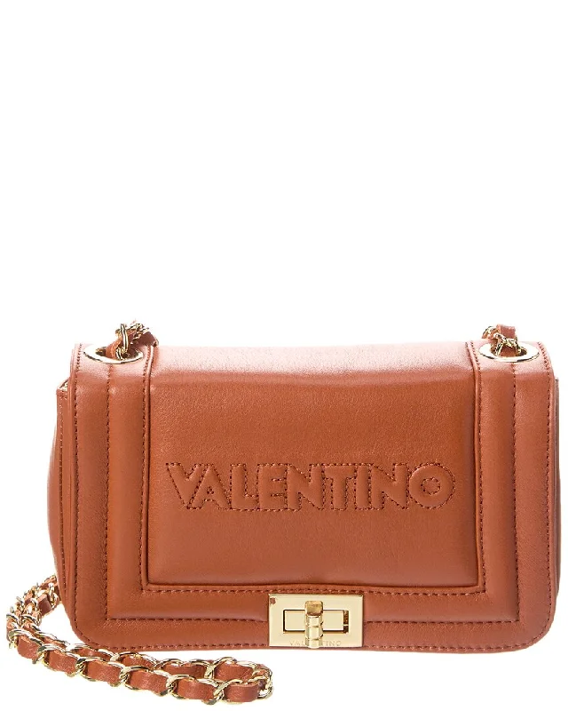 Shoulder Bag with Chain Strap in Silver for a Trendy AppearanceValentino by Mario Valentino Beatriz Embossed Leather Shoulder Bag