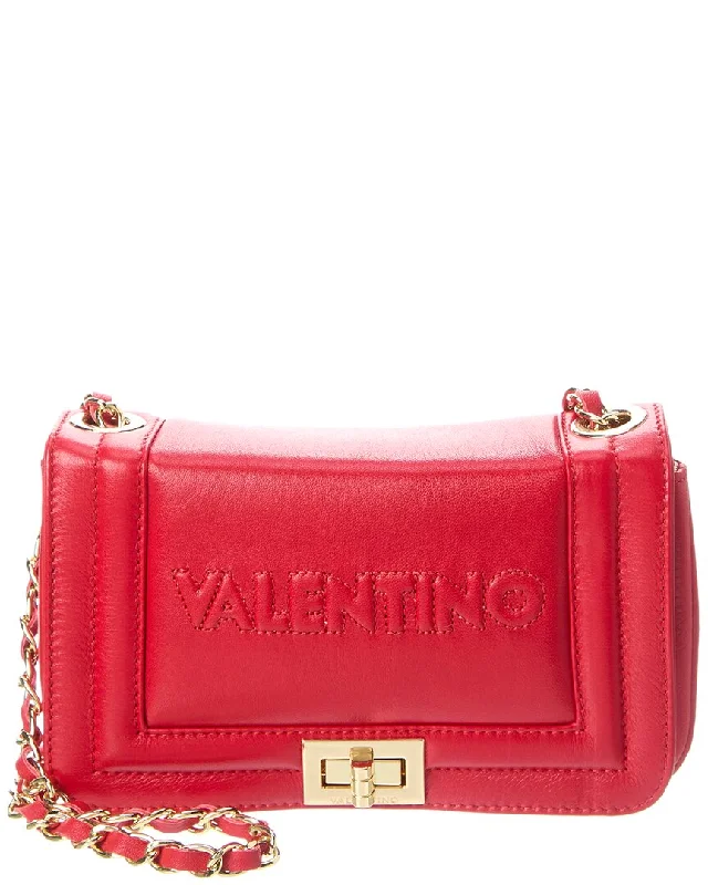 Shoulder Bag with Chain Strap in Silver for a Trendy AppearanceValentino by Mario Valentino Beatriz Embossed Leather Shoulder Bag