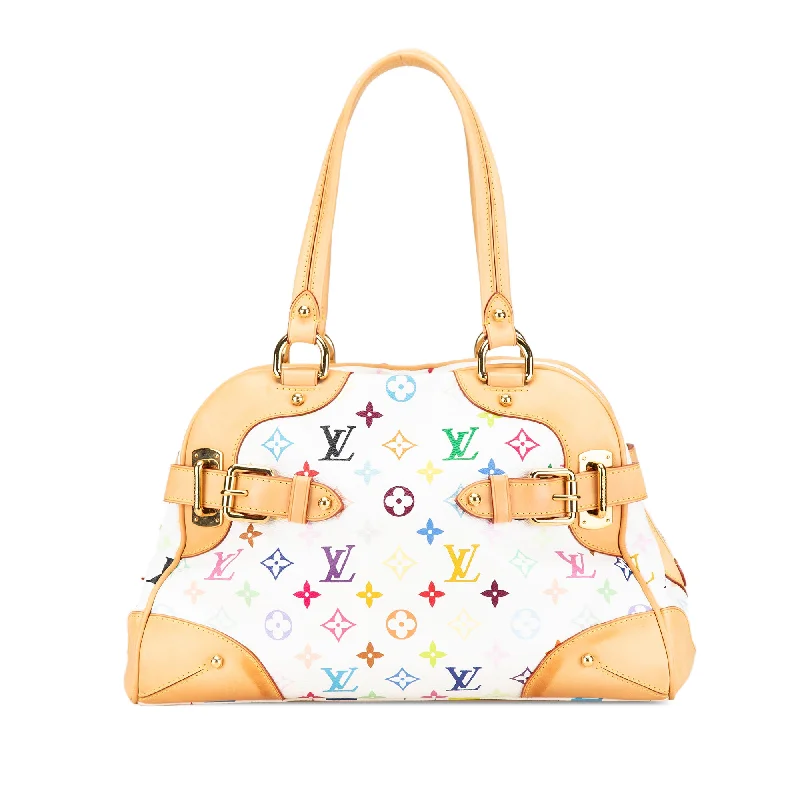 Suede Shoulder Bag in Pink with Tassel Accents for Casual OutingsWhite Louis Vuitton Monogram Multicolore Claudia Shoulder Bag