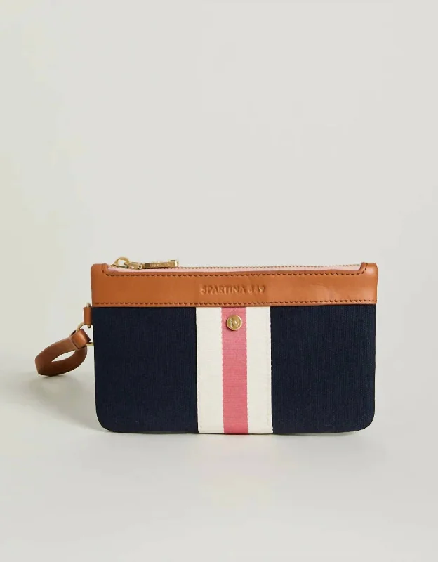 Mirrored Clutch in Silver for Futuristic - Themed GatheringsWomen's Charlie Wristlet In Navy