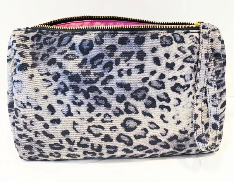 Women's Monogrammed Leather Clutch in Tan for Personalized StyleWomen's Everything Bag With Wristlet Strap In Snow Leopard