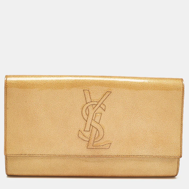 Geometric - Patterned PVC Evening Bag in Multicolor for Trendy Nights OutYves Saint Laurent Gold Patent Leather Belle De Jour Clutch Geometric - Patterned PVC Evening Bag in Multicolor for Trendy Nights OutYves Saint Laurent Gold Patent Leather Belle De Jour Clutch
