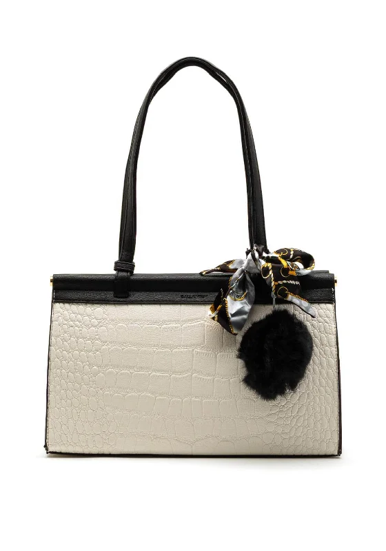 Shoulder Bag with Chain Strap in Silver for a Trendy AppearanceZen Collection Animal Print Shoulder Bag, White