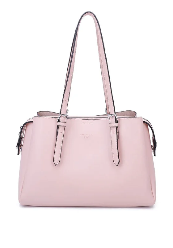 Leather Shoulder Bag with Magnetic Closure in Black for Quick AccessZen Collection Buckle Detail Shopper Handbag, Pink