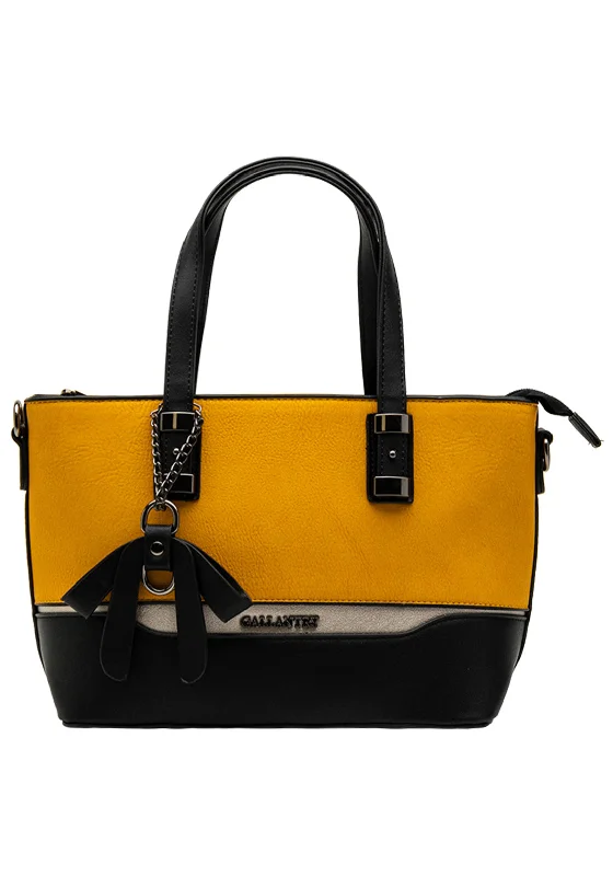 Crossbody Shoulder Bag in Black Leather with Gold Hardware for Night OutsZen Collection Charm Detail Shoulder Handbag, Yellow