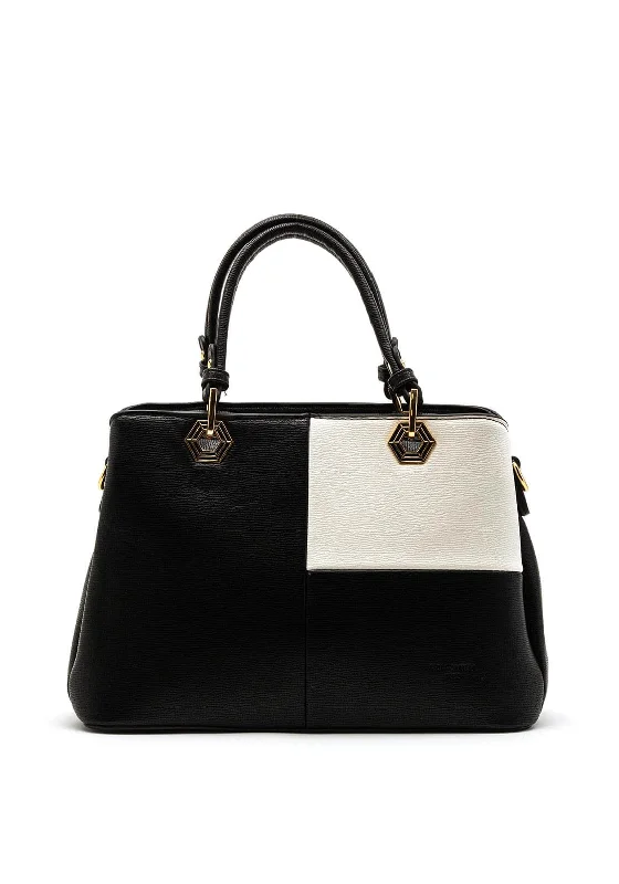 Vegan Leather Shoulder Bag in Gray for Ethical Fashion LoversZen Collection Contrasted Shopper Bag, Black & White