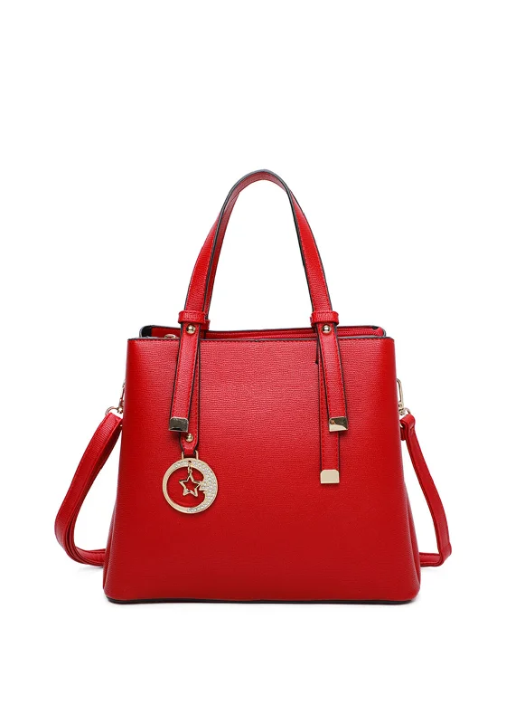 Shoulder Bag with Geometric Pattern in Multicolor for a Contemporary StyleZen Collection Faux Leather Star And Moon Handbag Bag, Red
