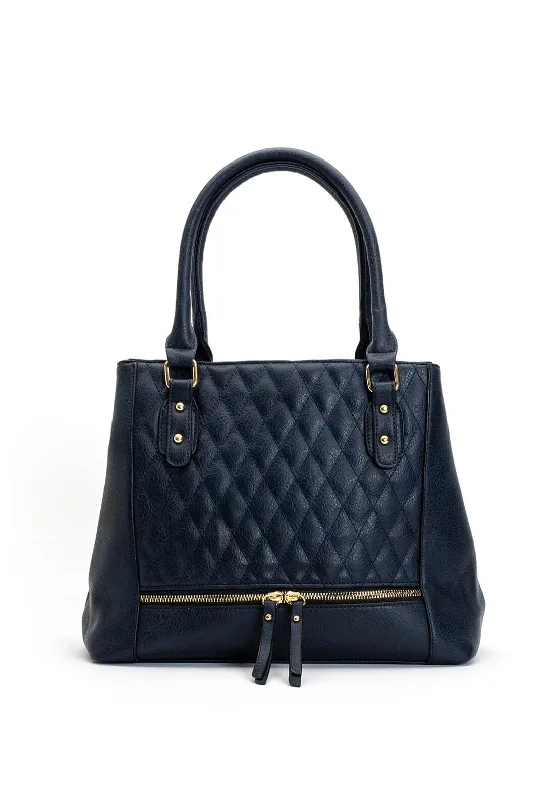 Printed Silk Shoulder Bag in Red for a Pop of ColorZen Collection Quilted Shopper Bag, Navy